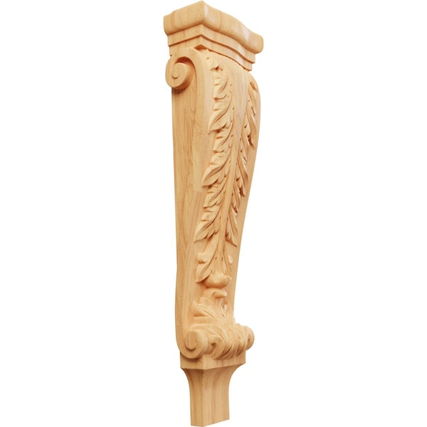 Ekena Millwork 6 1/4"W x 3"D x 22"H Large Acanthus Pilaster Corbel, Red Oak CORW06X03X22PARO - main